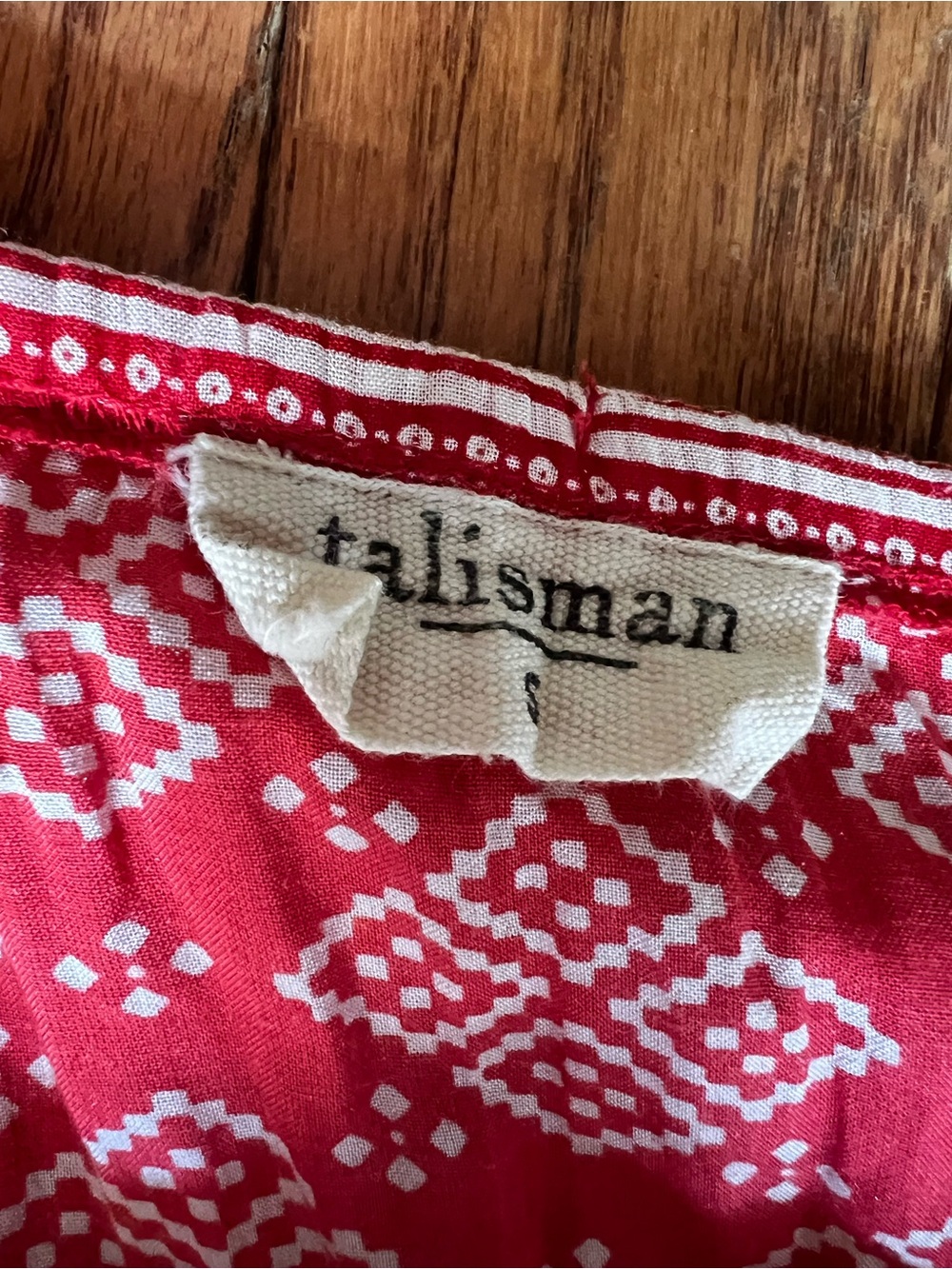 Talisman Red Geometric Off Shoulder Ruffle Boho Maxi Dress Size Small - Picture 6 of 14